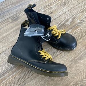 Dr. Martens Black Boots with Yellow Laces